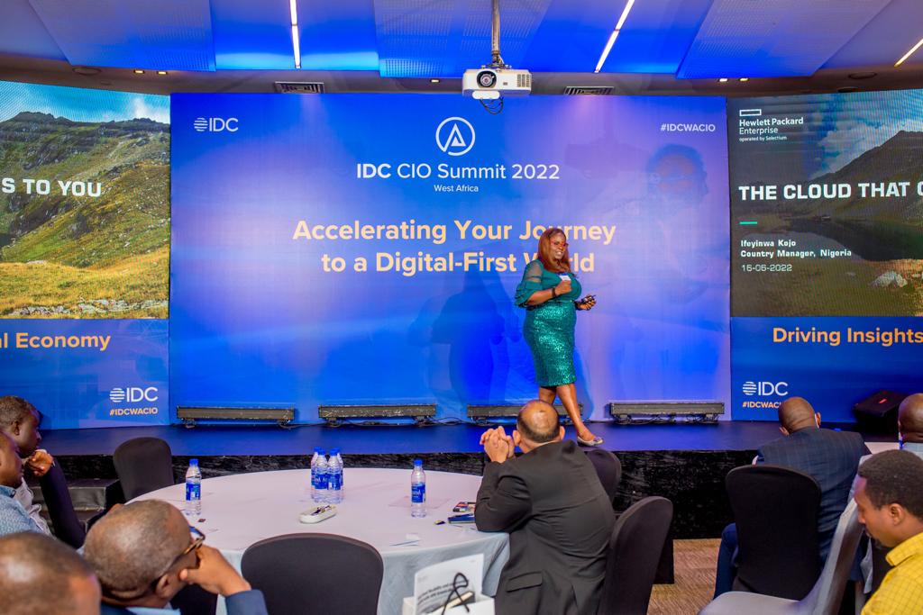 Country Manager (Nigeria) of Hewlett Packard Enterprise operated Selectium, Ifeyinwa Kojo presenting during the IDC CIO summit 2022.